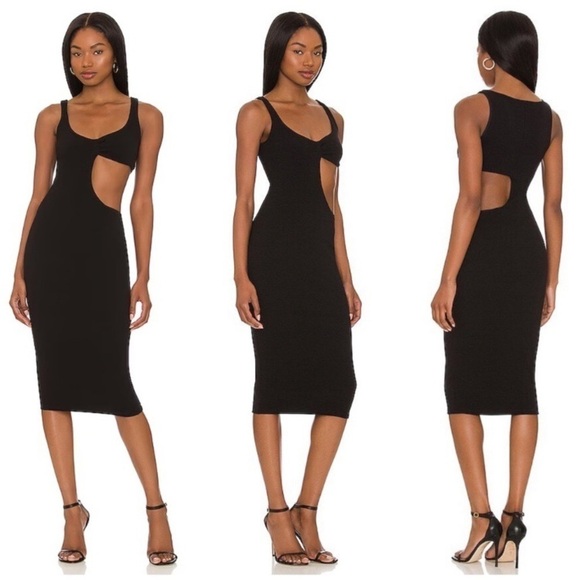 Revolve Not Yours To Keep Caitlin Midi Dress in Black